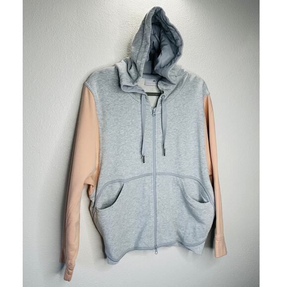NWOT Stella McCartney x Adidas Heather Gray Peach Hoodie Zip Sweater L - Picture 4 of 16